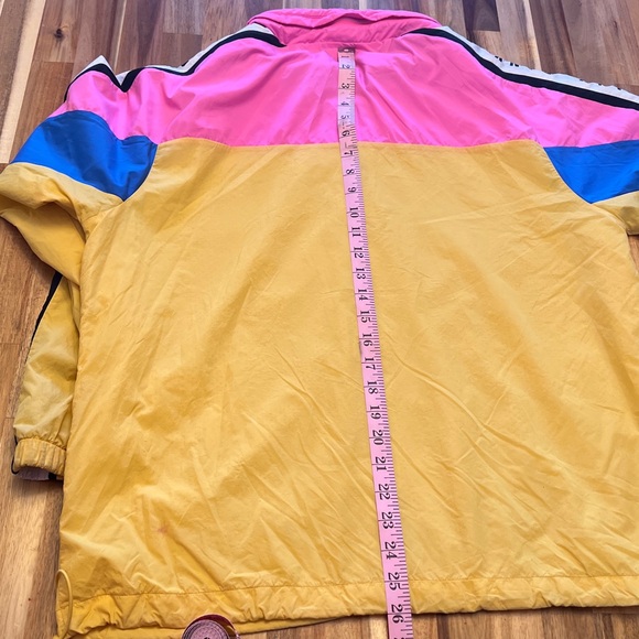 Victoria's Secret Pink Yellow Blue Block Retro Windbreaker Hooded Jacket - Picture 15 of 16